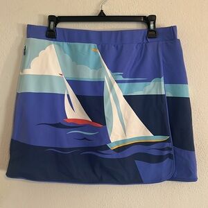 J. McLaughlin Palisades Sail Away Nautical Skort Skirt Women’s Size L NWT